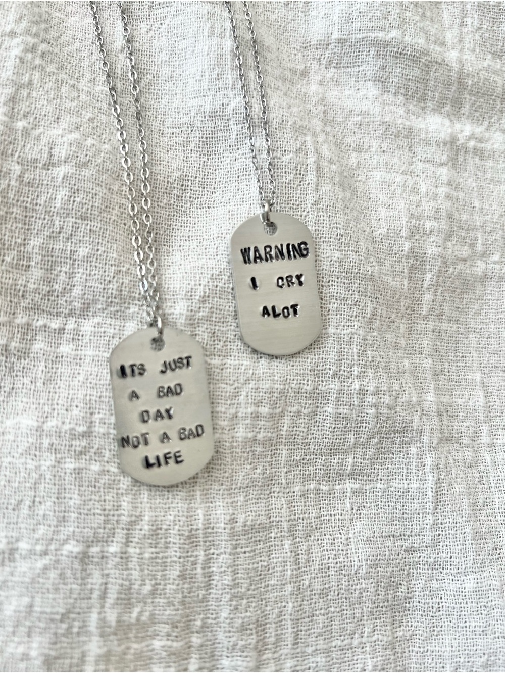 Silver Engraved Dog Tag Necklaces - Inspirational Messages
